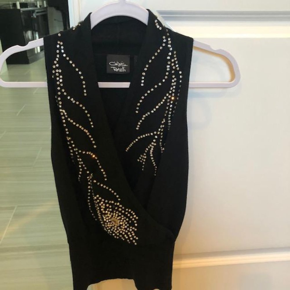 Christina Rotelli Black w/ Rhinestone Evening Tank Size S